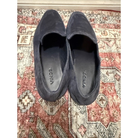 Vince‎ Suede Loafers Navy Blue Square Toe Slip On Flats Women's Size 7.5 - Picture 4 of 6